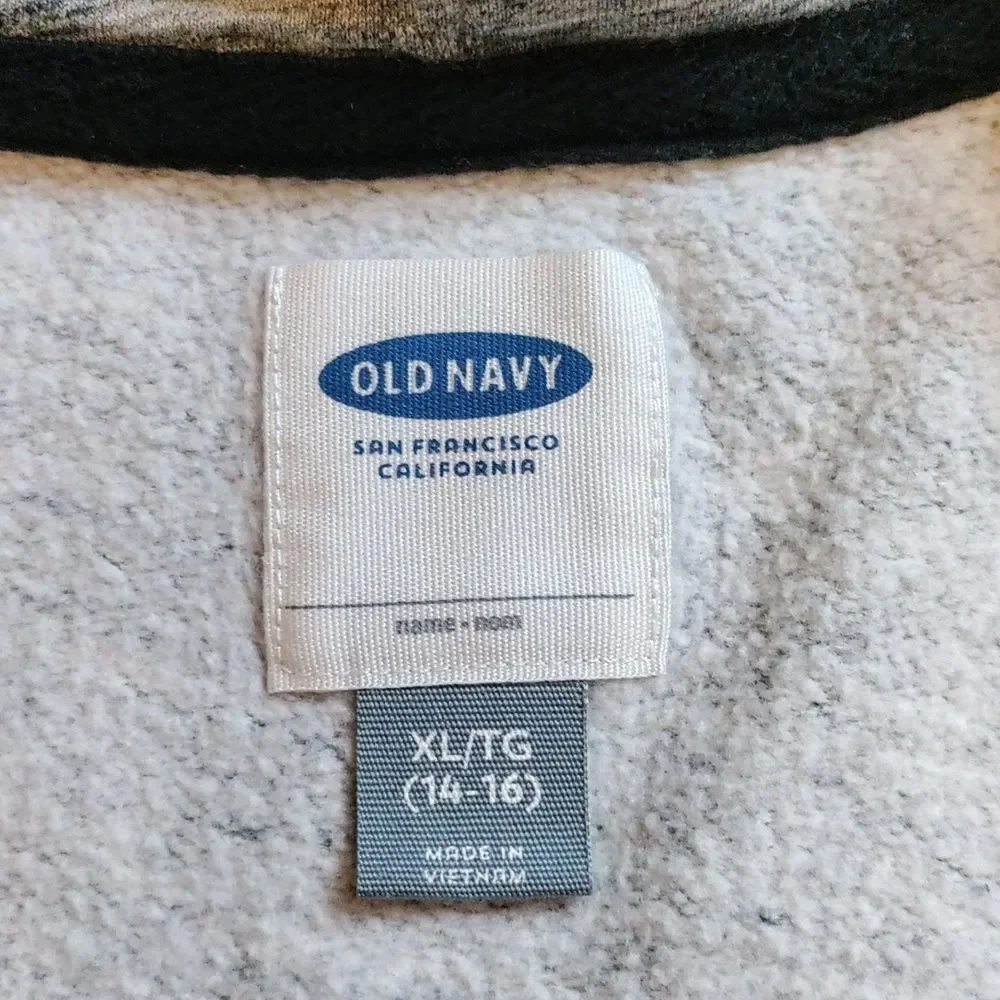 Old Navy Sweatshirt Size 14 to 16 Zip Up Heather Gray Hoodie Size XL